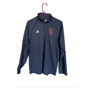 Adidas Mens Blue Real Salt Lake On-Field Quarter Zip Ultimate Tee Shirt Large
